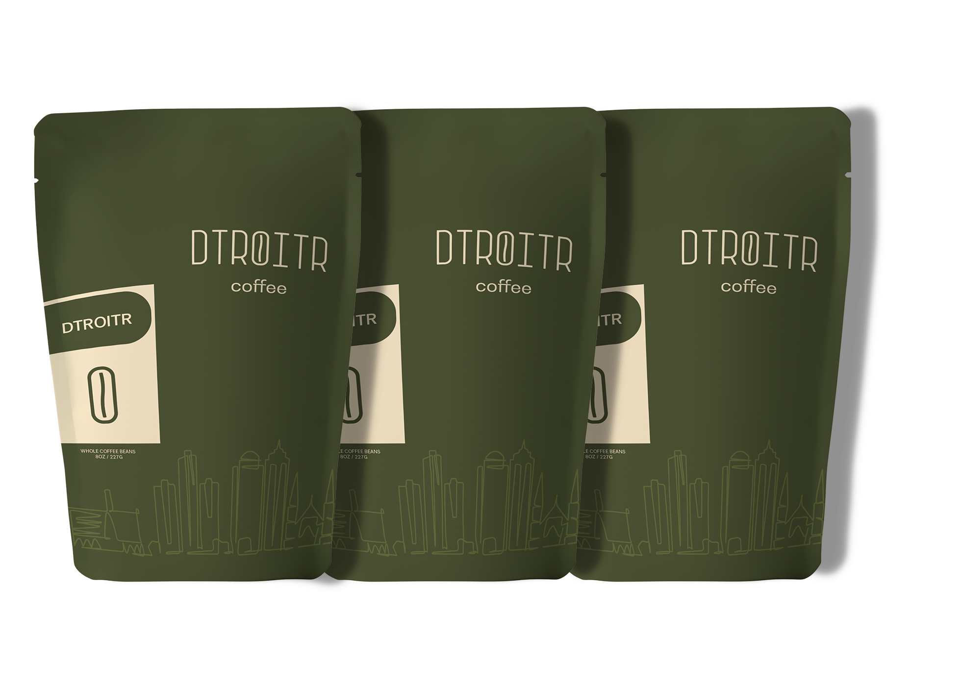 Three bags of Dtroitr coffee