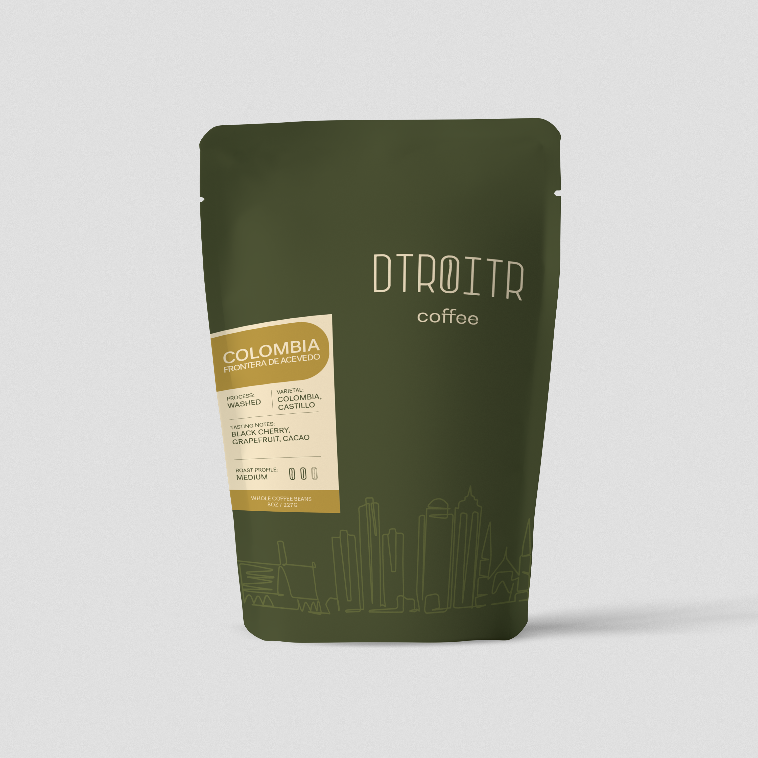 Dtroitr coffee bag, Colombia Frontera de Acevedo 