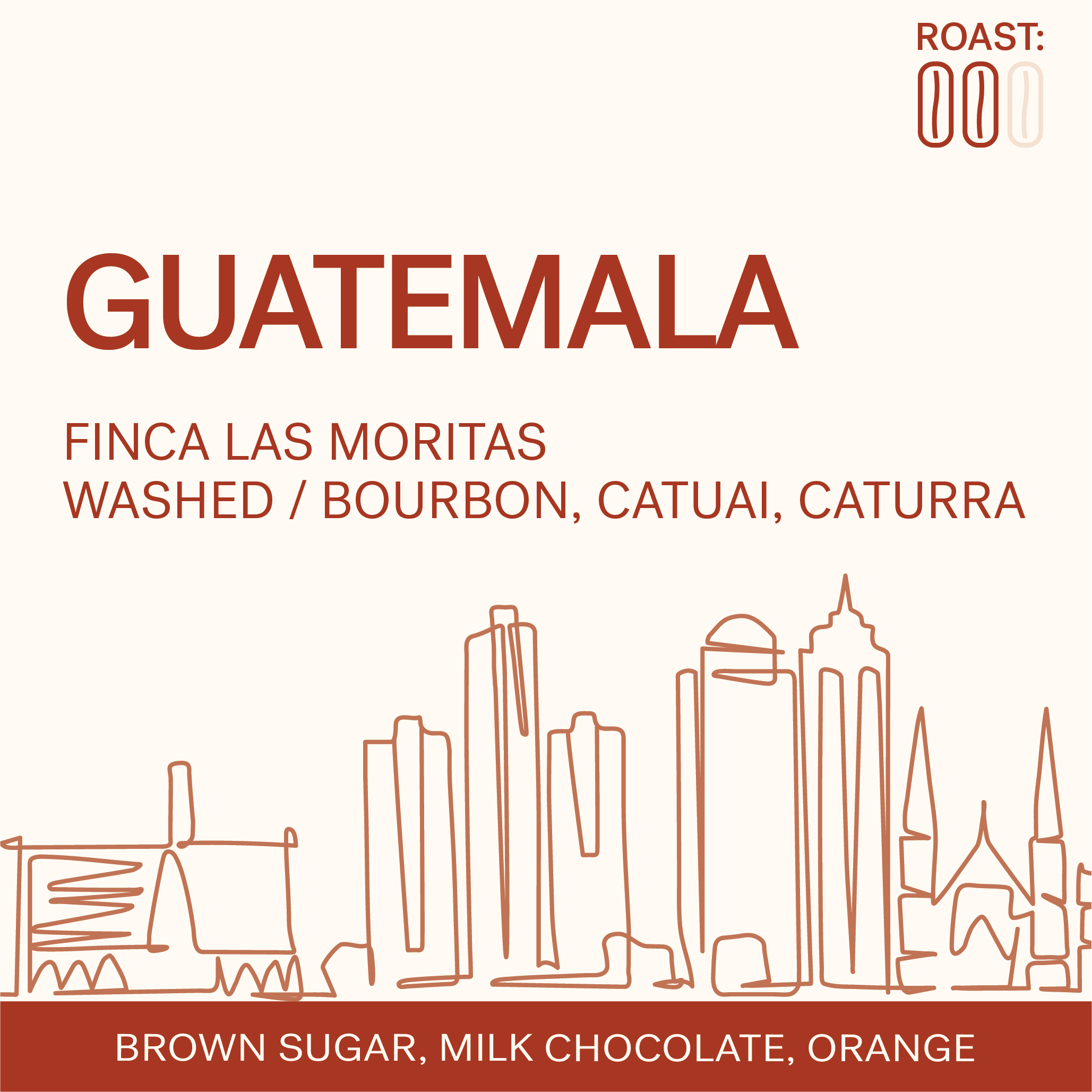 Dtroitr coffee description, Guatemala coffee, finca las moritas, washed bourbon, catuai and caturra. Tasting notes: brown sugar, milk chocolate and orange. 